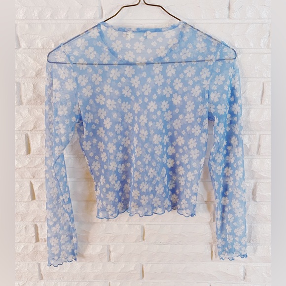 Altar’d State Floral Daisy Print Mesh/Sheer Top - Picture 3 of 5